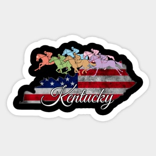 Derby Day Kentucky Map US Flag Retro Cute Horse Racing Lover Gifts Sticker